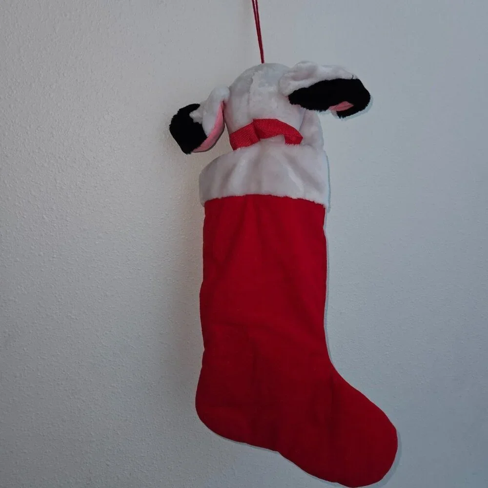 VTG Disney 101 Dalmatians Red Christmas Stocking Plush Dog Holiday Decor READ